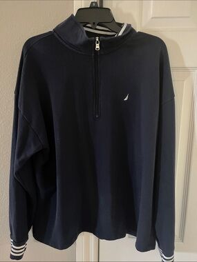 Nautica Women’s  Navy Half-Zip Pullover with Sail Logo